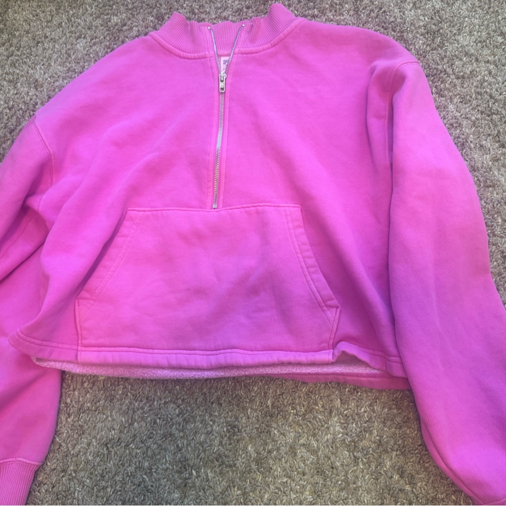 PINK Victoria's Secret Vibrant Pink Half Zip Sweatshirt